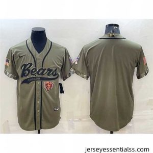 Chicago Bears Blank Olive 2022 Salute To Service Cool Base Stitched Baseball Jersey