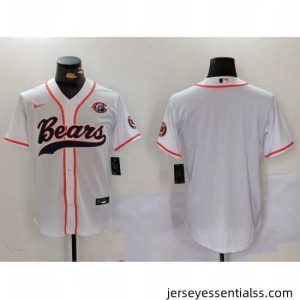 Chicago Bears Blank White With Patch Cool Base Stitched Baseball Jersey