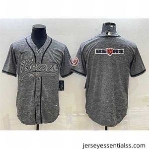 Chicago Bears Grey Team Big Logo With Patch Cool Base Stitched Baseball Jersey