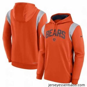 Chicago Bears Orange Sideline Stack Performance Pullover Hoodie 001
