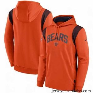 Chicago Bears Orange Sideline Stack Performance Pullover Hoodie 002