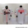 Chicago Bears White Team Big Logo With Patch Cool Base Stitched Baseball Jersey 1