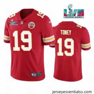 Kansas City Chiefs 19 Kadarius Toney Red Super Bowl LVII Patch Vapor Untouchable Limited Stitched Football Jersey