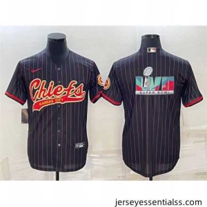 Kansas City Chiefs Black With Super Bowl LVII Big Logo Cool Base Stitched Baseball JerseyS