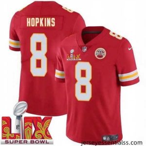 Kansas City Chiefs DeAndre Hopkins #8 Red 2024 2025 Super Bowl LIX F.U.S.E Stitched Jersey