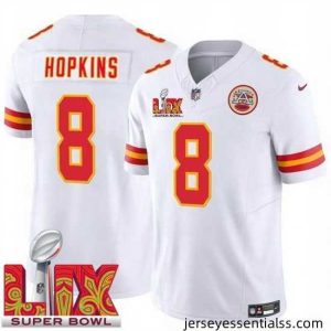 Kansas City Chiefs DeAndre Hopkins #8 White 2024 2025 Super Bowl LIX F.U.S.E Stitched Jersey