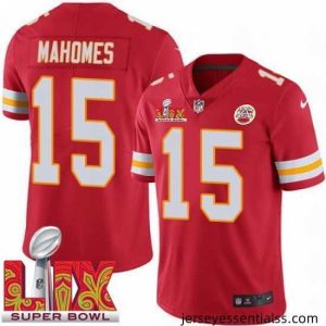 Kansas City Chiefs Patrick Mahomes #15 Red 2024 2025 Super Bowl LIX F.U.S.E Stitched Jersey