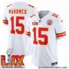 Kansas City Chiefs Patrick Mahomes #15 White 2024 2025 Super Bowl LIX F.U.S.E Stitched Jersey