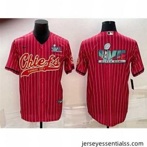 Kansas City Chiefs Red With Super Bowl LVII Big Logo Cool Base Stitched Baseball JerseyS