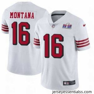 NFL San Francisco 49ers 16 Joe Montana White Throwback Vapor Untouchable Limited Stitched 2024 Super Bowl LVIII Jersey