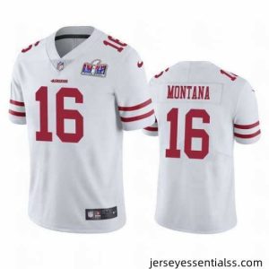 NFL San Francisco 49ers 16 Joe Montana White Vapor Untouchable Limited Stitched 2024 Super Bowl LVIII Jersey