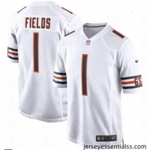 Nike Justin Fields White Chicago Bears 2021 NFL Draft First Round Pick Game Jersey