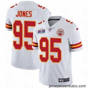 Nike Kansas City Chiefs 95 Chris Jones White Bound Stitched NFL Vapor Untouchable Limited 2024 Super Bowl LVIII Jersey
