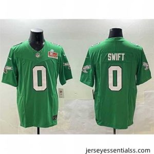 Philadelphia Eagles 0 D 27Andre Swift Green 2025 Super Bowl LIX Patch F.U.S.E  Throwback Vapor Untouchable Limited Stitched Football Jersey