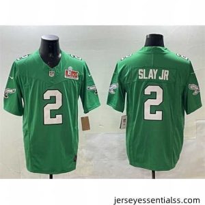 Philadelphia Eagles 2 Darius Slay Jr  Green 2025 Super Bowl LIX Patch F.U.S.E  Throwback Vapor Untouchable Limited Stitched Football Jersey