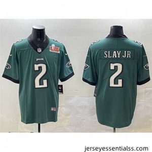 Philadelphia Eagles 2 Darius Slay Jr  Green 2025 Super Bowl LIX Patch Vapor Untouchable Limited Stitched Football Jersey