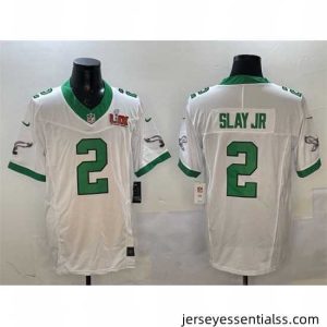 Philadelphia Eagles 2 Darius Slay Jr  White 2025 Super Bowl LIX Patch F.U.S.E  Vapor Untouchable Limited Stitched Football Jersey