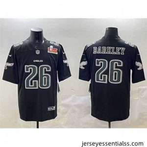 Philadelphia Eagles 26 Saquon Barkley Black 2025 Super Bowl LIX Patch Fashion Vapor Untouchable Limited Stitched Football Jersey