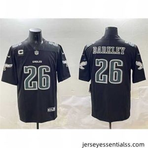 Philadelphia Eagles 26 Saquon Barkley Black Fashion With 3 Star C Patch Vapor Untouchable Limited Stitched Football Jersey