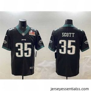 Philadelphia Eagles 35 Boston Scott Black 2025 Super Bowl LIX Patch Vapor Untouchable Limited Stitched Football Jersey