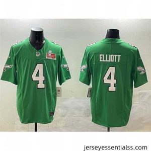 Philadelphia Eagles 4 Jake Elliott Green 2025 Super Bowl LIX Patch F.U.S.E  Throwback Vapor Untouchable Limited Stitched Football Jersey