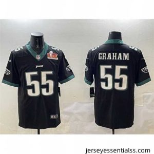 Philadelphia Eagles 55 Brandon Graham Black 2025 Super Bowl LIX Patch Vapor Untouchable Limited Stitched Football Jersey