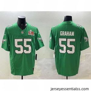 Philadelphia Eagles 55 Brandon Graham Green 2025 Super Bowl LIX Patch F.U.S.E  Throwback Vapor Untouchable Limited Stitched Football Jersey