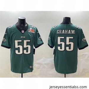 Philadelphia Eagles 55 Brandon Graham Green 2025 Super Bowl LIX Patch Vapor Untouchable Limited Stitched Football Jersey