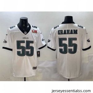 Philadelphia Eagles 55 Brandon Graham White 2025 Super Bowl LIX Patch New Vapor Untouchable Limited Stitched Football Jersey