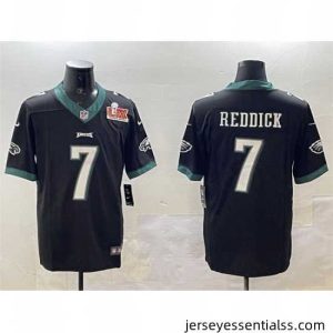 Philadelphia Eagles 7 Haason Reddick Black 2025 Super Bowl LIX Patch Vapor Untouchable Limited Stitched Football Jersey
