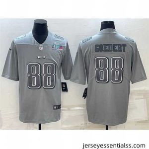Philadelphia Eagles 88 Dallas Goedert Gray Super Bowl LVII Patch Atmosphere Fashion Stitched Jersey