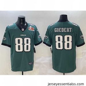 Philadelphia Eagles 88 Dallas Goedert Green 2025 Super Bowl LIX Patch New Vapor Untouchable Limited Stitched Football Jersey
