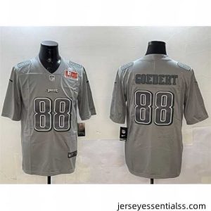 Philadelphia Eagles 88 Dallas Goedert Grey 2025 Super Bowl LIX Patch Atmosphere Fashion Vapor Untouchable Limited Stitched Football Jersey