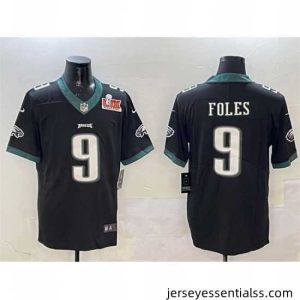 Philadelphia Eagles 9 Nick Foles Black 2025 Super Bowl LIX Patch Vapor Untouchable Limited Stitched Football Jersey