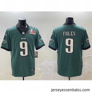 Philadelphia Eagles 9 Nick Foles Green 2025 Super Bowl LIX Patch Vapor Untouchable Limited Stitched Football Jersey
