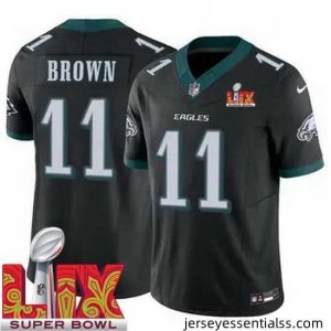 Philadelphia Eagles A.J. Brown #11 Black 2024 2025 Super Bowl LIX F.U.S.E Stitched NFL Jersey