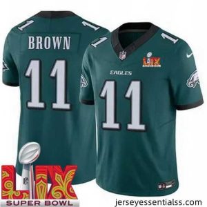 Philadelphia Eagles A.J. Brown #11 Green 2024 2025 Super Bowl LIX F.U.S.E Stitched NFL Jersey