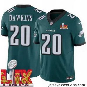 Philadelphia Eagles Brian Dawkins #20 Green 2024 2025 Super Bowl LIX F.U.S.E Stitched NFL Jersey