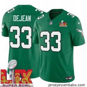Philadelphia Eagles Cooper DeJean #33 Kelly Green 2024 2025 Super Bowl LIX F.U.S.E Stitched NFL Jersey