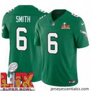 Philadelphia Eagles DeVonta Smith #6 Kelly Green 2024 2025 Super Bowl LIX F.U.S.E Stitched NFL Jersey