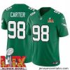 Philadelphia Eagles Jalen Carter #98 Kelly Green 2024 2025 Super Bowl LIX F.U.S.E Stitched NFL Jersey