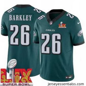 Philadelphia Eagles Saquon Barkley #26 Green 2024 2025 Super Bowl LIX F.U.S.E Stitched NFL Jersey