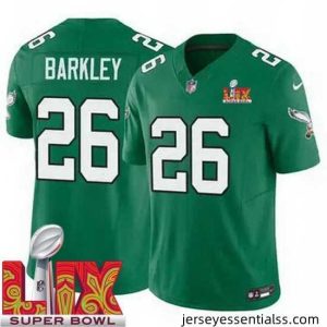 Philadelphia Eagles Saquon Barkley #26 Kelly Green 2024 2025 Super Bowl LIX F.U.S.E Stitched NFL Jersey