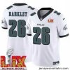 Philadelphia Eagles Saquon Barkley #26 White 2024 2025 Super Bowl LIX F.U.S.E Stitched NFL Jersey