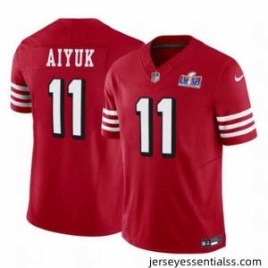 San Francisco 49ers 11 Brandon Aiyuk Red 2023 F.U.S.E  Vapor Limited Throwback Stitched Football 2024 Super Bowl LVIII Jersey