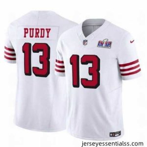 San Francisco 49ers 13 Brock Purdy 2023 F.U.S.E  New White Vapor Untouchable Limited Stitched Football 2024 Super Bowl LVIII Jersey