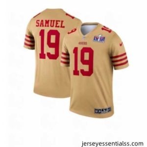 San Francisco 49ers 19 Deebo Samuel Gold Inverted Legend 2024 Super Bowl LVIII Stitched Football Jersey
