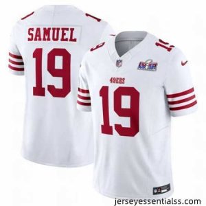 San Francisco 49ers 19 Deebo Samuel White Throwback 2023 F.U.S.E  Vapor Untouchable Limited Stitched Football 2024 Super Bowl LVIII Jersey