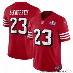 San Francisco 49ers 23 Christian McCaffrey New Red 2023 F.U.S.E  Vapor Untouchable Limited Stitched Football 2024 Super Bowl LVIII Jersey