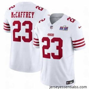 San Francisco 49ers 23 Christian McCaffrey White 2023 F.U.S.E  Vapor Untouchable Limited Stitched Football 2024 Super Bowl LVIII Jersey